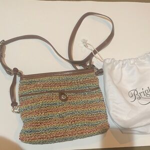 Brighton Multicolor Woven Crossbody with Brown Leather Strap